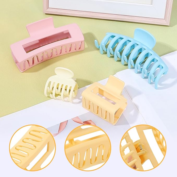 Hair Claws 16 Pcs Hair Clips for Women Thin Thick Curly Hair Large and Small Matte Banana Clips Strong Hold Nonslip