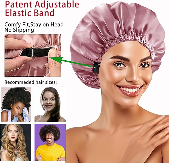 3Pcs Hair Bonnets For Sleeping Satin Bonnet For Women Silk Bonnets Womens Curly Hair Sleep Caps Silky Night Cap