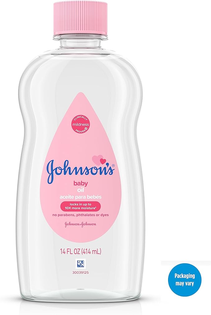 Johnson's Baby Oil, Pure Mineral Oil to help Prevent Moisture Loss for baby, Kids & Adults, Gentle & Soothing Baby Massage Oil for Dry Skin Relief, Original Scent, 14 fl. oz(Pack of 6)