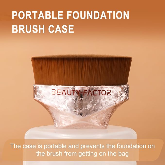 Flat Top Foundation Makeup Brush - Hexagon Kabuki Powder Make Up Brushes Soft and Dense Bristles with Protective Case for Liquid, Blending, Body, Self-tanner, Cream, Buffing (Pink)