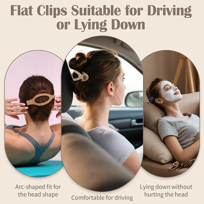 8 Pack French Flat Hair Clips, Non-Slip Large Hair Clips for Women, Matte Neutral Flat Hair Claws for Thick Thin Hair