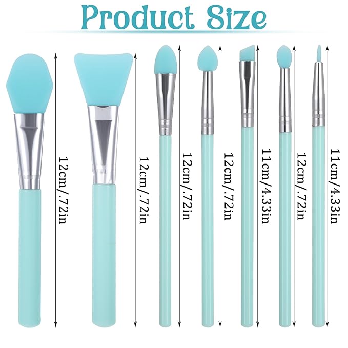 7Pcs Silicone Makeup Brush Applicator, Jelly Brush For Face Mask, Makeup Brush Kit, Resin Brushes Applicator, Face Cream & Mask Applicators Kit for UV Epoxy Art, Lip Eye Cream Blending Tool (Green)