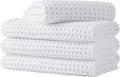 Microfiber Waffle Face Towels, 4 Pieces, Soft, Absorbent, Fast Drying, Lint Free 430 GSM (White)