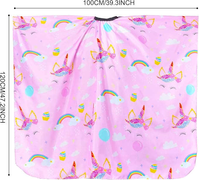 Kids Haircut Cape Waterproof Barber Cape Cover, Unicorn Hair Cutting Cape for Girls with Adjustable Snap Closure (Unicorn)