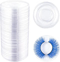 100 Pack Round Transparent Eyelash Trays Plastic Mink Lash Trays for Storage Lash Case Holder Packing Box Empty