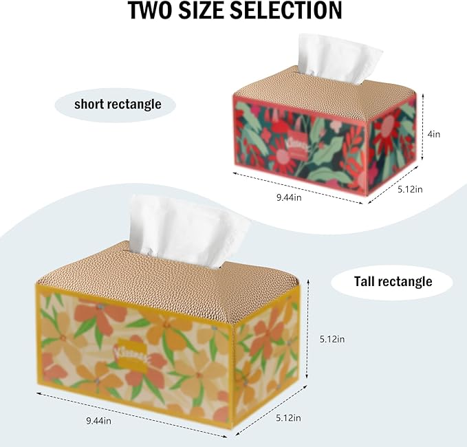 Tissue Box Cover PU Leather Tissue Holder Rectangle Facial Tissue Case Tissue Box Organizer Dispenser for Bathroom, Kitchen, Home, Office, Tabletop (SoftBeige, Tall)