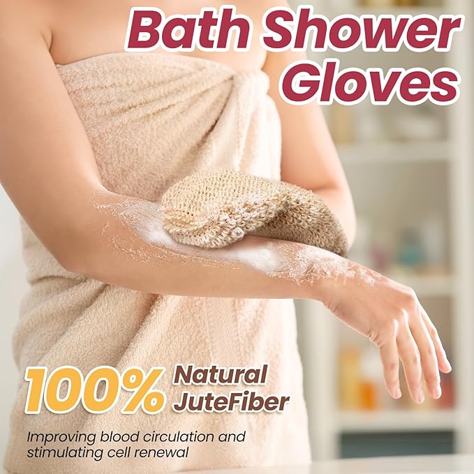 Wood Bath Brush,Long Handle Body Back Scrubber with Soft and Natural Bristles Antiskid Shower Brush Set for Bathroom Wet or Dry Exfoliating (6 Pack) (19.3''Long Handle)