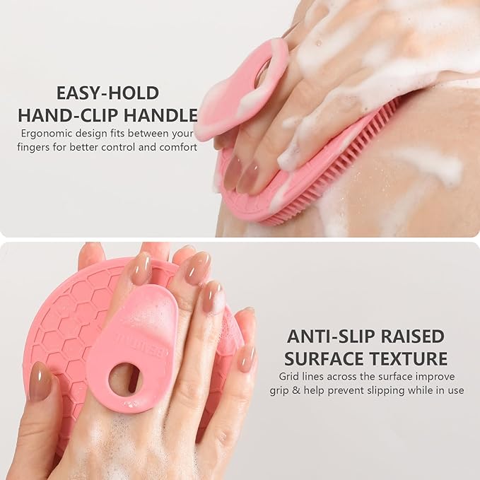 Silicone Body Scrubber 4 Pack, BEAUTAIL Shower Bath Scrubber, Gentle Exfoliating Brush for Women Men Sensitive Skin, More Hygienic Than Traditional Loofah, Long Lasting (Black+Gray+Pink+Green)