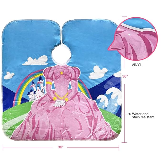 Betty Dain (2-Pack Princess & Astronaut Vinyl Kid's Capes - 36" W x 36" L - Water and Stain Resistant Vinyl, Machine Washable, Touch and Close Fastener, Perfect Size for Children
