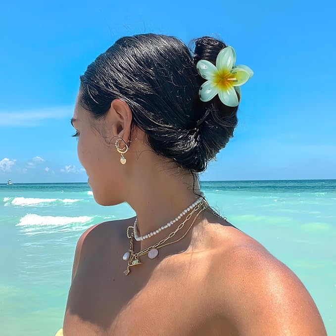6 Pcs Flower Hair Claw Clips for Women Girls, Hawaiian Hibiscus Flower Hair Clips, Cute Vacation Beach Hair Accessories
