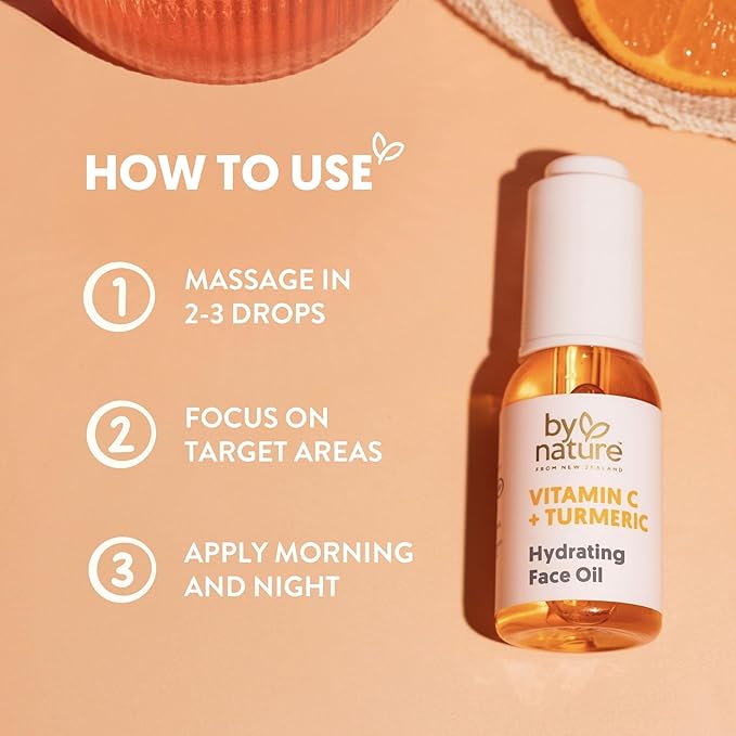 By Nature Hydrating Face Oil - Vitamin C, Turmeric & Plant Squalane Nourishes Skin for Radiant Vitality & Health Glow, for Women & Men, 1 Fl Oz