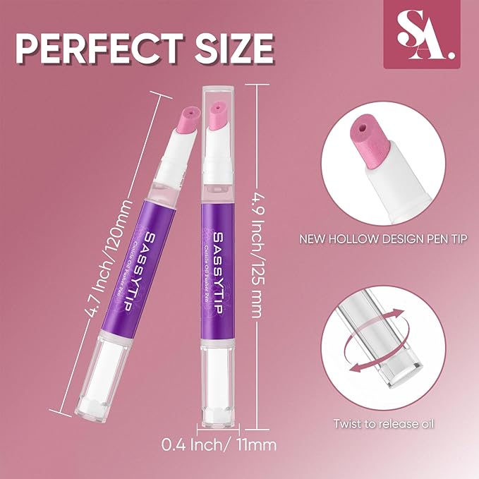 Ceramic Cuticle Pusher & Oil Pen, 2ml Rose/Lavender/Fragrance Free Scented Nail Care Pen, Gentle Cuticle Remover for Dry & Damaged Nails, Moisturize Strengthen Brighten (Pink3.0)