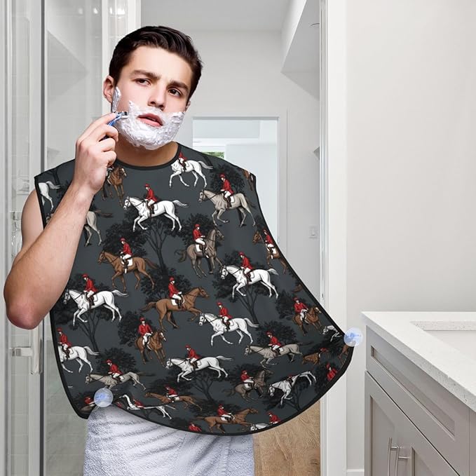 Beard Trimming Hair Catcher, Vintage Running Horses Trees Shave Bib, Non-Stick Bib Apron Waterproof, Shaving Tool for Men for Husband Father’s Day