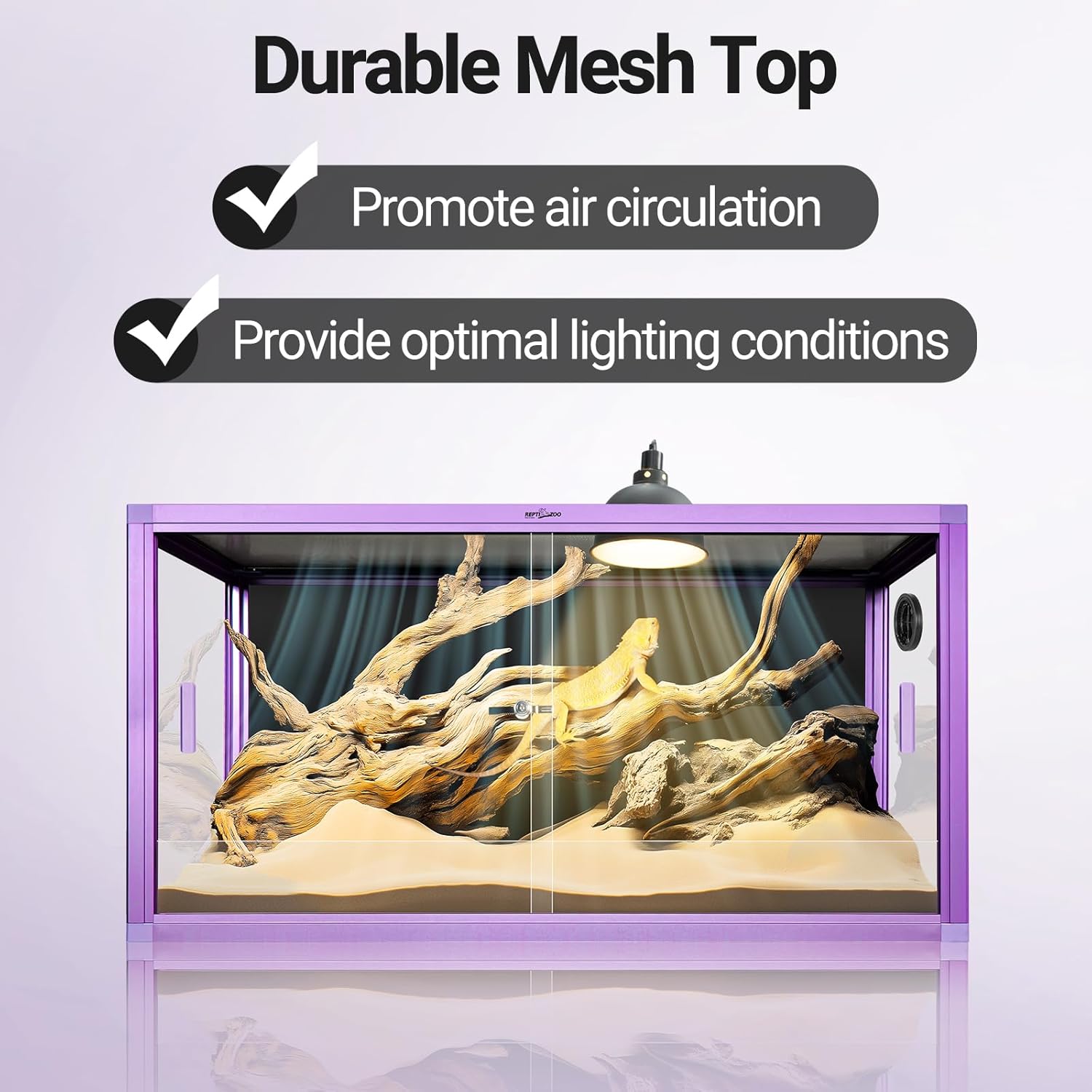 REPTI ZOO 50 Gallon Reptile Terrarium, 36" x 18" x 18" Light Weight Reptile Enclosure, Colored Reptiles Tank with Tempered Glass Door, Large Habitat for Bearded Dragon, Snake, Lizard, Gecko-Purple