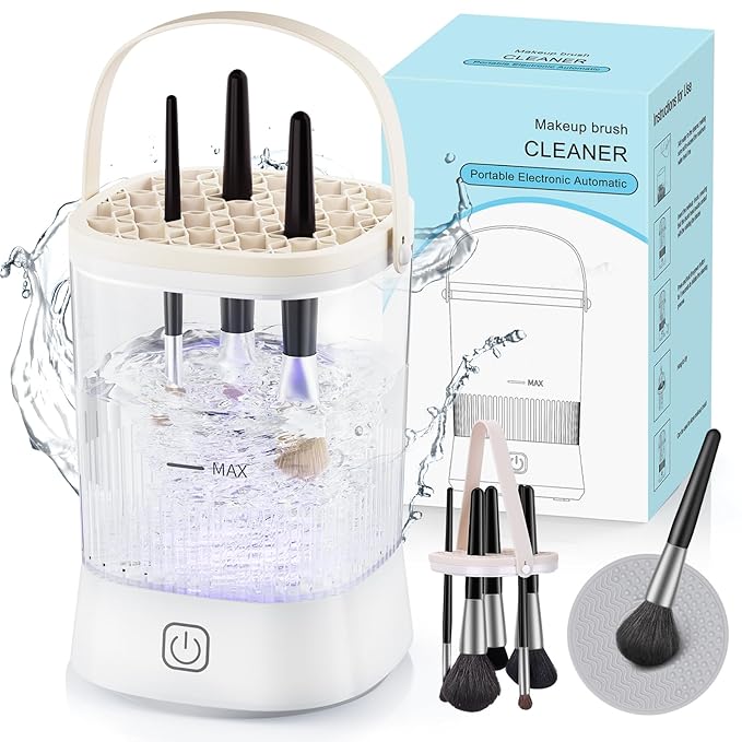 Electric Makeup Brush Cleaner - 9000 RPM Makeup Brush Cleaning Machine, IP65 Waterproof Automatic Makeup Brush Cleaner for Makeup Brush Set