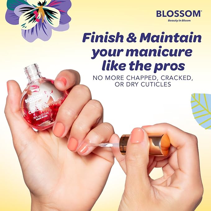 Blossom Cuticle Oil for Nails, Hydrating, Moisturizing, Gourmand Scented Nail Oil Cuticle Care, Infused with Real Flowers, Made in USA, 0.5 fl. oz, Pineapple