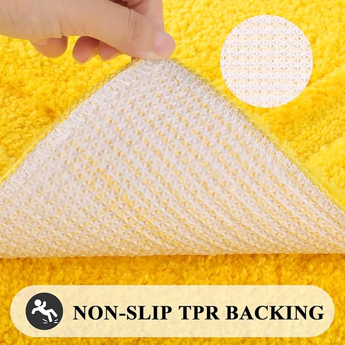 SHACOS Super Soft Bathroom Rugs Set of 2 Pieces 20x32 inch Non Slip Fluffy Absorbent Bath Mats Washable Bath Rugs for Bathroom Shower Tub, Yellow