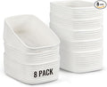 8 Pack Small Storage Baskets for Organizing, Woven Rope Bins for Bathroom, Closet, Shelf Organizer, Cute Cube Decorative Box for Towels, Baby Nursery, Toys, Gift Empty Baskets - 11.5"x7.5"x4.7"-White