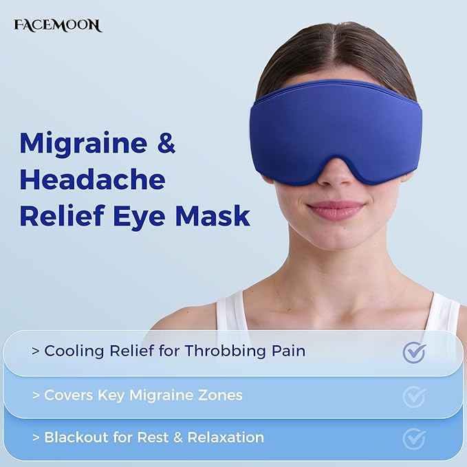 Cooling Gel Eye Mask Sleep: FSA -HSA Eligible, Cold Compress for Puffy Eyes & Migraine Relief - Reusable Gel Weighted Sleeping Mask for Dark Circles & After Surgery, Eye Care,Ice Pack for Face(Blue)