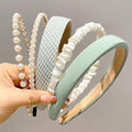 Fashion Headbands for Women Girls Headbands Set, 5pcs Pearl Headband Floral Head bands Padded Headbands for Women Vintage Wide Headband (Green)