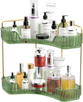 GTI 2 Tier Bathroom Counter Organizer, Multi-Function Corner Bathroom Organizer Countertop,Makeup Organizer Perfume for Dresser Vanity Tray, Spice Rack Organizer for Kitchen (Clear)