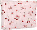 Cute Bow Cherries Makeup Pouch for Women Small Make Up Bag for Purse Zipper Initial Makeup Cosmetic Bags Pouches for Purse Aesthetic Travel Toiletry Bags,Red Pink Cherry