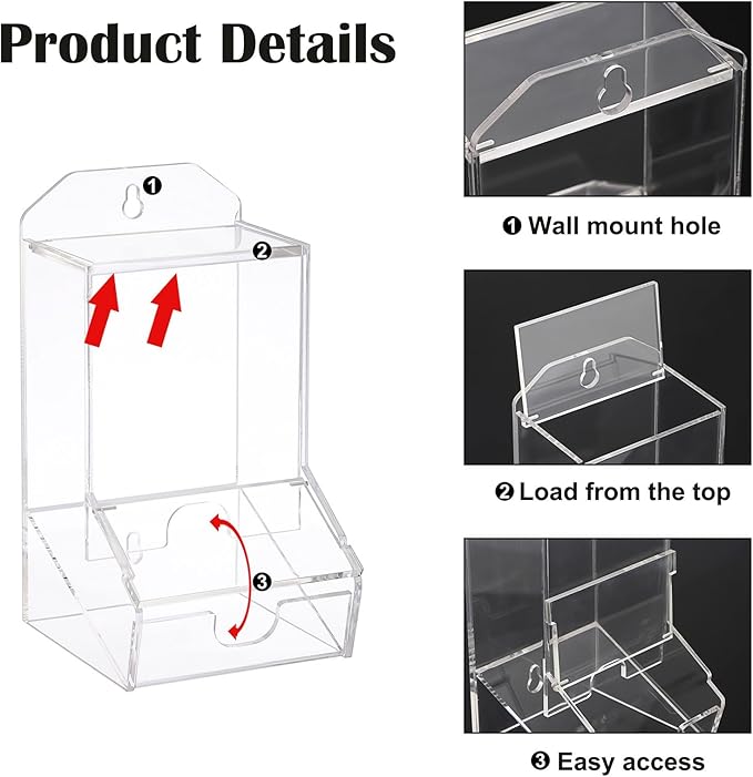 Hipiwe Clear Qtip Dispenser Wall Mount Acrylic Q Tip Holder Bathroom Cotton Ball Organizer Box with Lid Vanity Storage Canister Box for Cotton Swabs Dental Floss, 4"x 3.5"x 6.7"