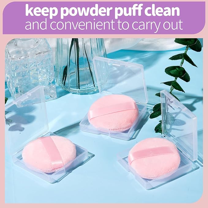 Teenitor 3Pcs Pink Powder Puff, 2.36 Inch Powder Puffs for Face Powder, Soft Applicator for Loose Pressed Powder, Small Makeup Puff With 3 Cases
