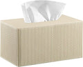 Fanousy Large Tissue Box Cover Rectangular with Bottom Belt, Fits 230-Count Kleenex, Modern PU Leather Facial Tissue Dispenser Holder for Bathroom Vanity, Nightstand, Bedroom, Office, Home Decor