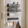 4 Pack Magnetic Spice Rack for Refrigerator with 4-Hook Rack and Paper Towel Holder, Black Magnetic Shelf and Fridge Kitchen Cabinet Organizers Storage Seasoning Organization Mini Shelves.