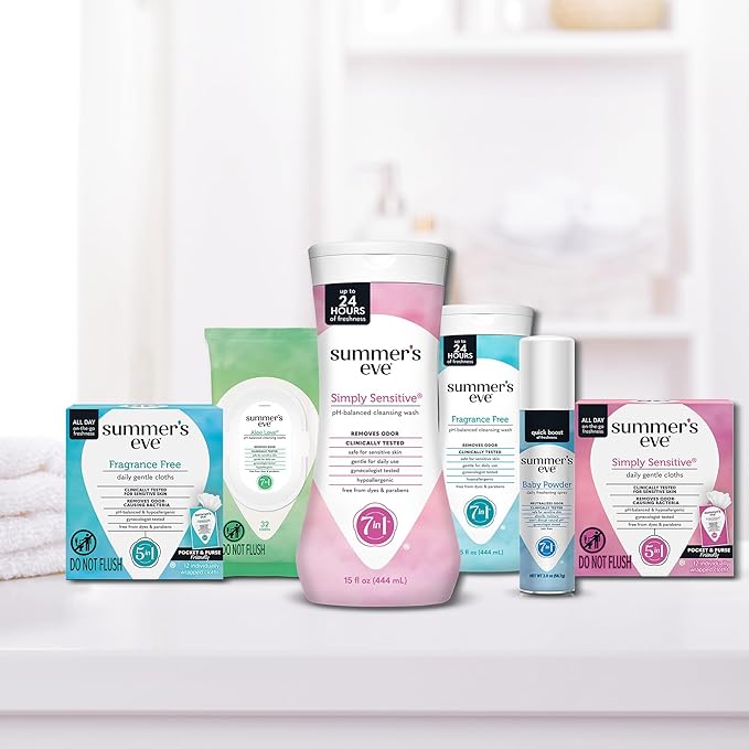 Summer's Eve Feminine Wipes, Fragrance Free, Individually Wrapped Vaginal Wipes with Gentle pH-Balanced Micellar Water Formula, Feminine Care to Help Remove Vaginal Odor, Gynecologist Tested, 12 Ct