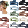 Hair Clip - Claw, 4.1 Inch Extra Large for Thick, Long, Curly Hair, 12 Pcs, 12 Rubber Paint and Plastic Materials, Non-Slip Design, Women and Girls Hair Accessories - Multicolor