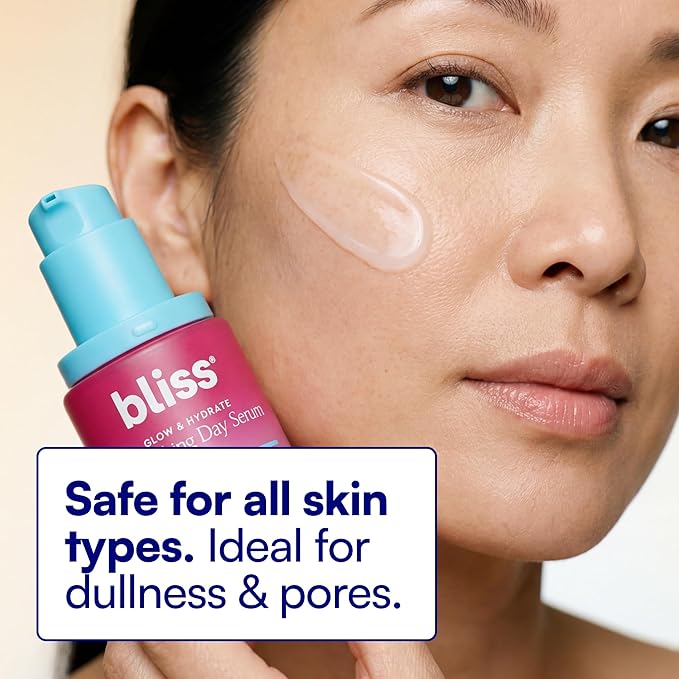 Bliss Glow & Hydrate Serum – Niacinamide + Hyaluronic Acid Face Serum with Vitamin E – Hydrating & Brightening Serum for Dull Skin, Pores & Uneven Tone – Lightweight Daily Skincare, 1 Fl Oz