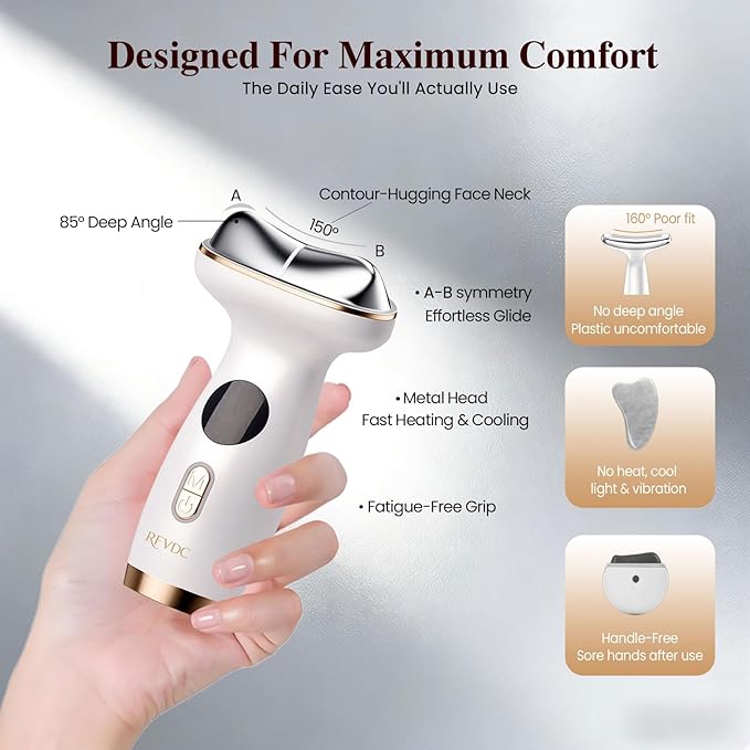 Cold Heat Facial Massager,7 Color Red Light Therapy Face Neck Lift Sculpt Device,Hot Electric Gua Sha Tool & Cooling Depuffing Wand,for Skin Care,Contouring,Firming