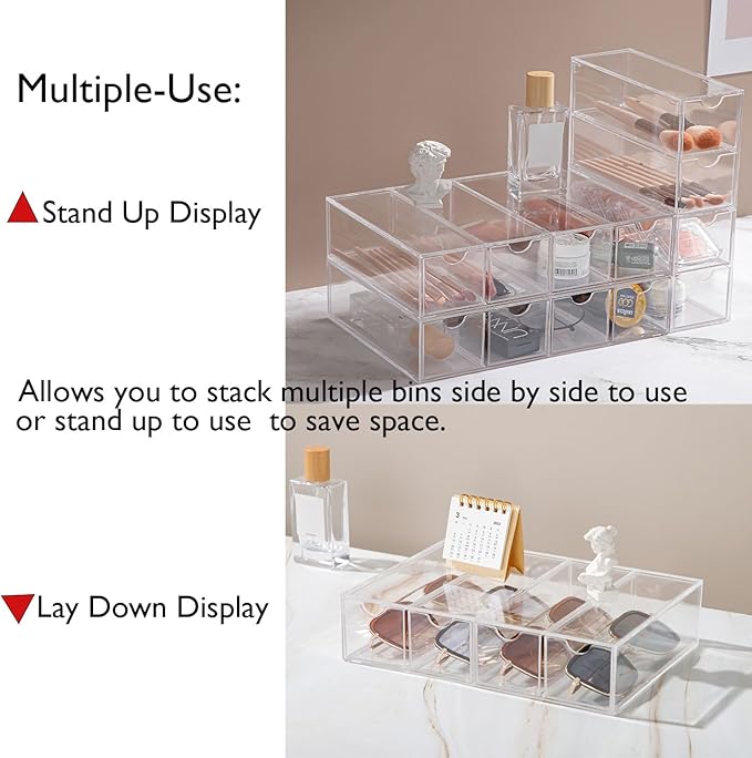 Sunglass Storage Box, Acrylic Eyeglass Organizer, Make-up Storage Drawer Tray, Jewelry Trays, Type Strong Load-bearing Easy Access 4-Layer Transparent Visual Sunglasses Case Home Office Using