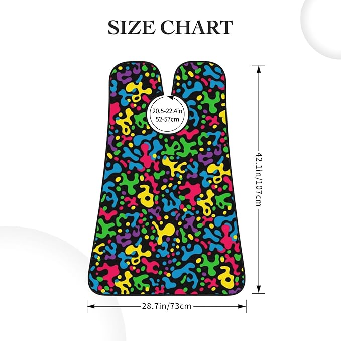 Ultimate Shaving Bib, Beard Trimming Apron with Hair Catcher, Leopard Cheetah Print Rainbow Black