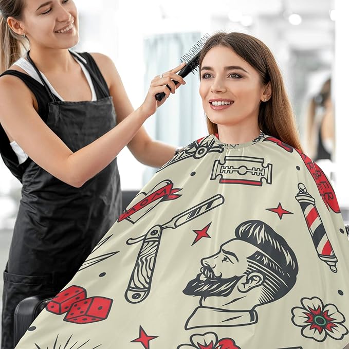 visesunny Professional Barber Cape Polyester Hair Cutting Salon Cape Apron Anti-Static Beard Bib Grooming Apron