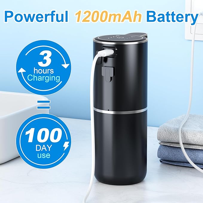 Automatic Soap Dispenser Touchless Automatic Liquid Soap Dispenser 4 Adjustable 1200mAh Soap Dispensing Levels Wall Mount for Kitchen and Bathroom