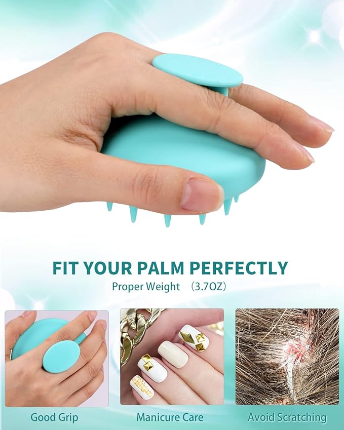 BEAUTLOHAS Silicone Scalp Massager Shampoo Brush, Shower Scrubber with Soft Bristles, Hair Growth & Dandruff Treatment, Wet/Dry Hair Massager for All Hair Types (Green)