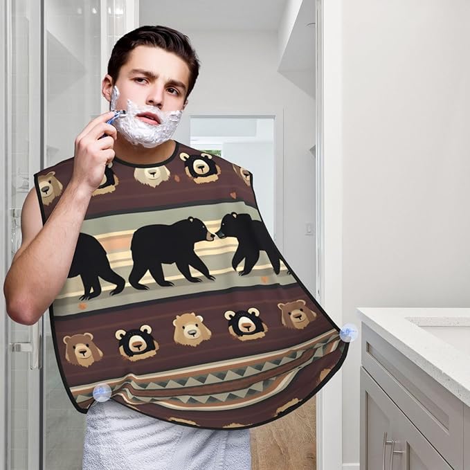 Beautiful Peacock Print Beard Bib Shaving Apron, Beard Hair Trimming Cape Gift For Dad