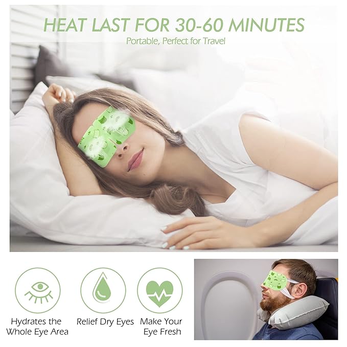 Jekeno Steam Eye Mask, 16 Packs Eye Masks for Dry Eyes, 40-60 Minutes Self Moist Heated Warm Compress Eye Mask Disposable for Sleep, Spa Relaxing Trip Gifts, Travel Essentials for Women Men