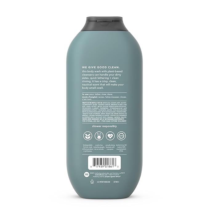 Method Men Body Wash, Sea + Surf, Paraben and Phthalate Free, 18 fl oz (Pack of 2)