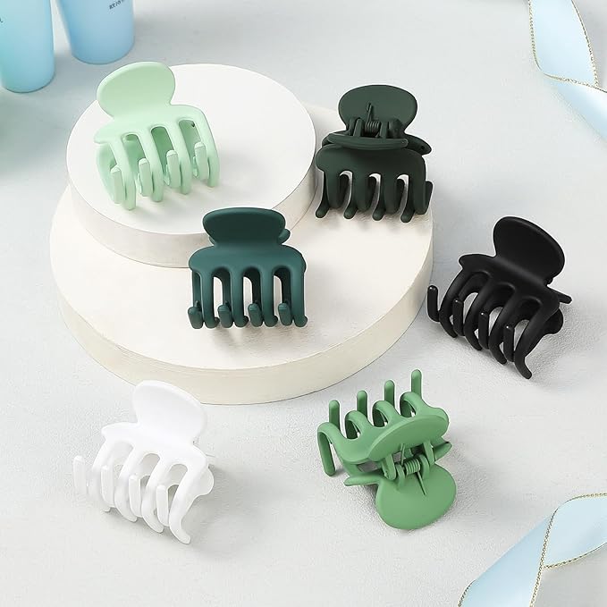 6 Pcs Hair Clips Small Claw Clips for Thin Hair Medium Matte Non-slip Hair Accessories for Women and Girls (Green)