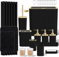 Bathroom Accessory Set - Bathroom Set, 27PC Bathroom Accessories Set, Black Bathroom Sets with Shower Curtain and Rugs, Mini Trash Can, Toilet Brush, Trash Can & Soap Dispenser