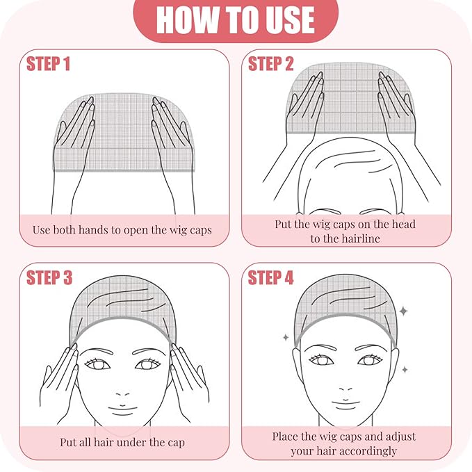 MORGLES 4Pcs Nylon Wig Caps with 2Pcs Mesh Net Wig Cap for Women Non Slip Lace Front Nude