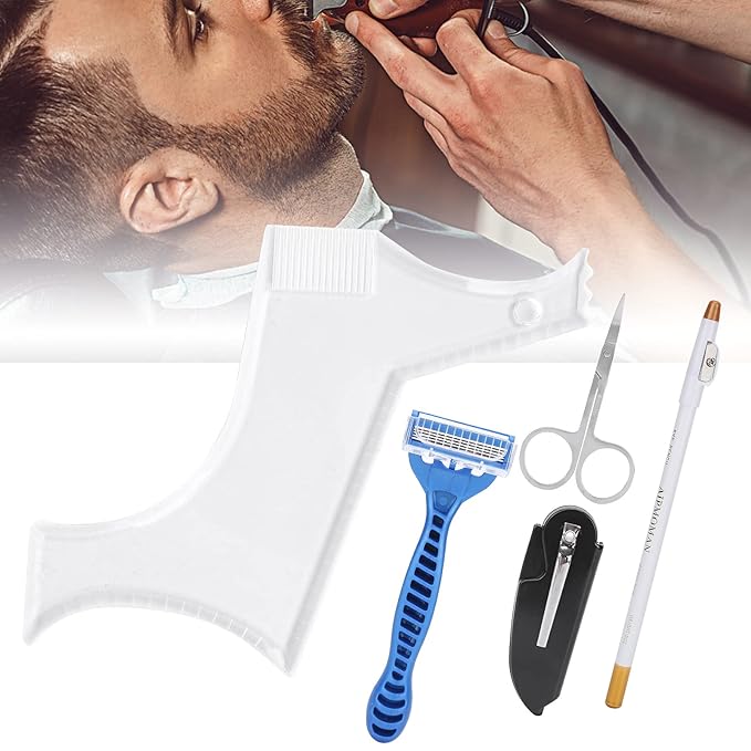 Beard Grooming Kit for Men, Beard Shaping Tool,with Beard Stencil Shaping & Grooming Mustache and Beard Comb kit for Modern Men with Hair Grooming