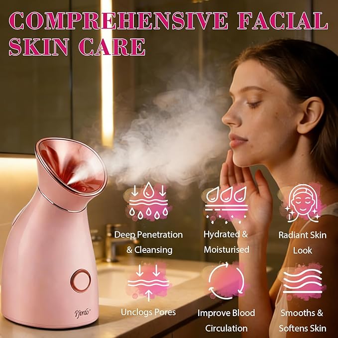 Facial Steamer Spa Kit, 12 Skin Care Tools & 5 Jelly Mask Powder, Nano Ionic Steamer for Facial Deep Cleaning Unclog Pores Sinuses, Warm Mist Humidifier for Home SPA, Self Care Gifts for Women