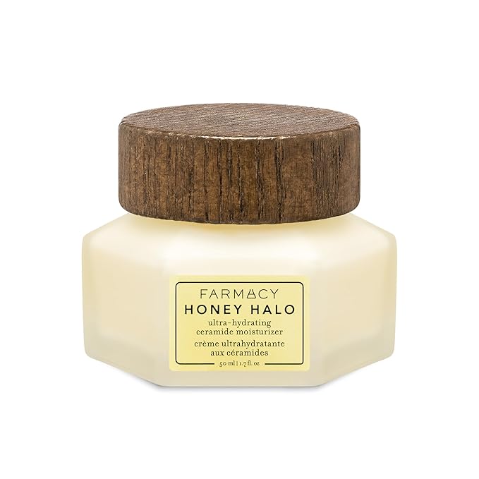 Farmacy Ceramide Face Moisturizer - Honey Halo Ultra Hydrating Facial Moisturizer with Buckwheat Honey + Ceramides - Helps Restore Barrier + Replenish Dryness - Plumping Skin Care for Dry Skin (50ml)