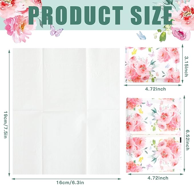 Geyee 50 Packs Tissue Travel Size Facial Paper Napkins Travel Packs Disposable Pocket Tissues for Wedding Guest Traveling School Purse Home Supplies, 500 Sheets 3 Ply(Spring Floral)