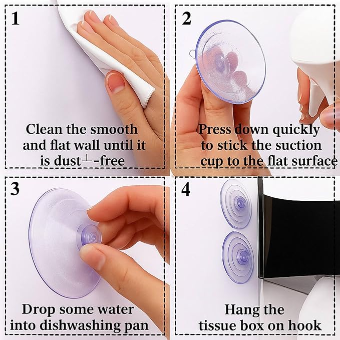 Geelin 2 Pcs Tissue Box Holder Wall Mount Acrylic Dispenses Tissue Box Shelf Gloves Wipes Paper Napkins Organizer Upward or Downward for Kitchen Bathroom Office Rv (Black)